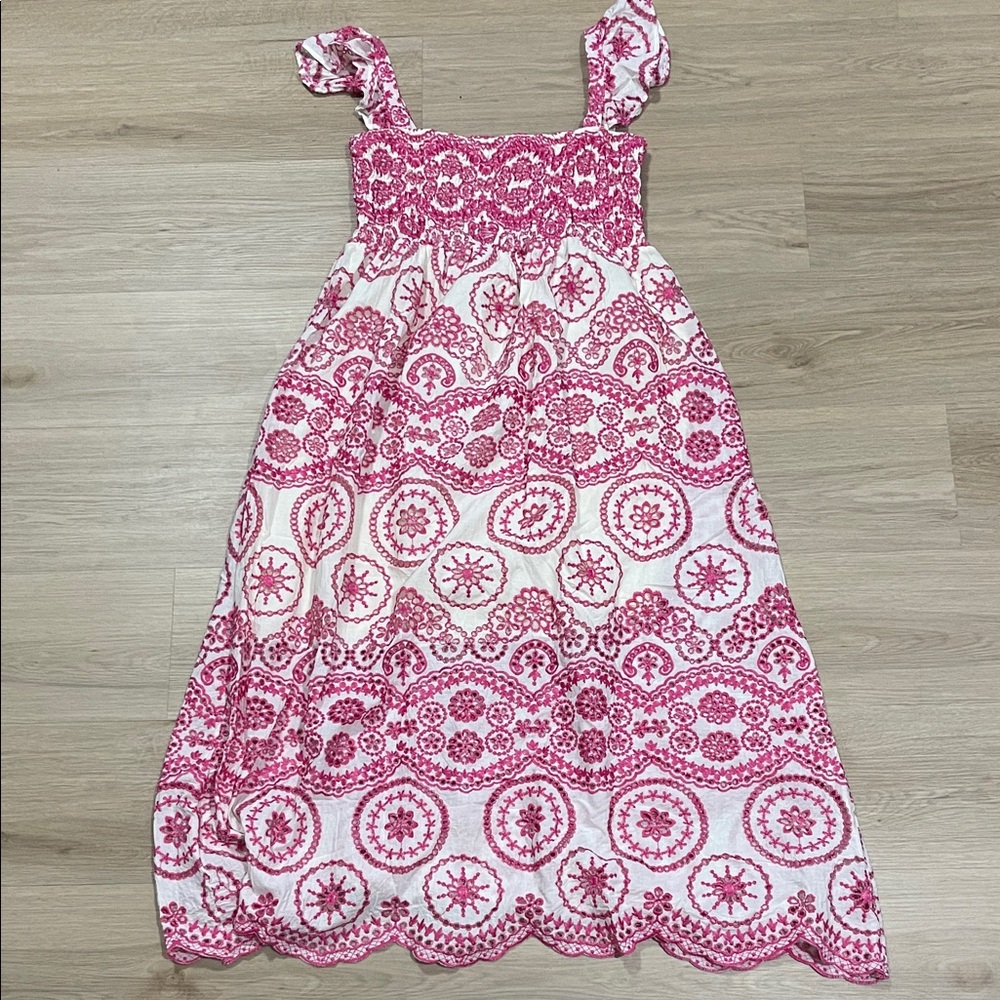 Sunday Pink and White Midi Dress